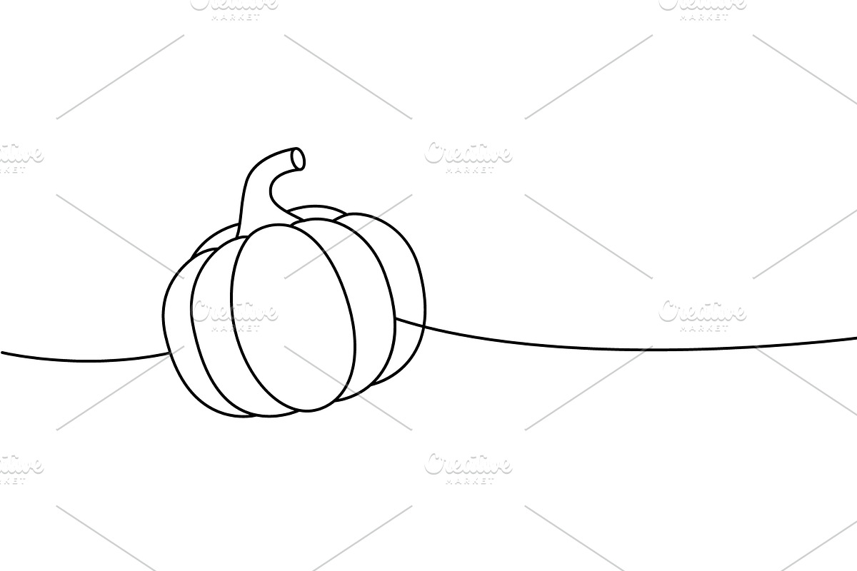 Raw pumpkin one line continuous, a Food Illustration by GraphiShop