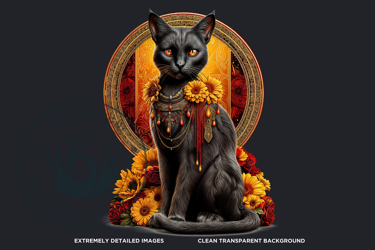 Black Cat Familiars clipart Set, an Animal Illustration by ThatsDesignArt (Photo 3 of 10)