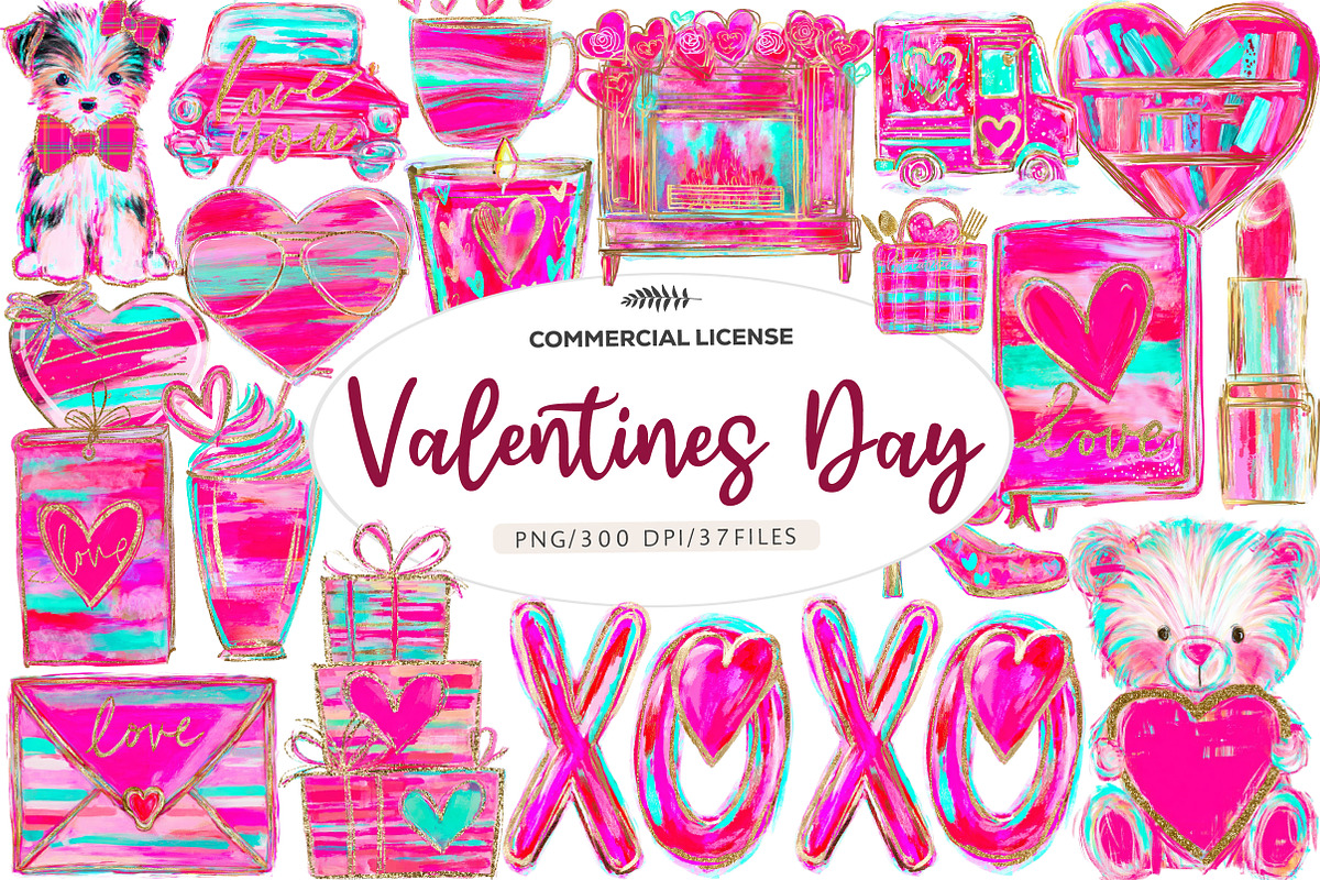 watercolor valentine day clipart, an Illustration by CreationArt (Photo 1 of 7)