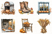 Watercolor Rustic Autumn Clipart, an Illustration by OK Design (Thumbnail 4 of 5)