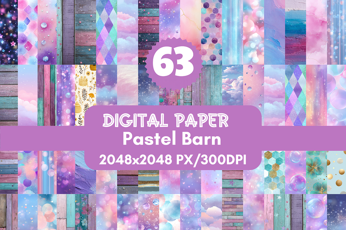 63 Pastel Barn Digital Paper, a Pattern Graphic by LA Design (Photo 1 of 10)