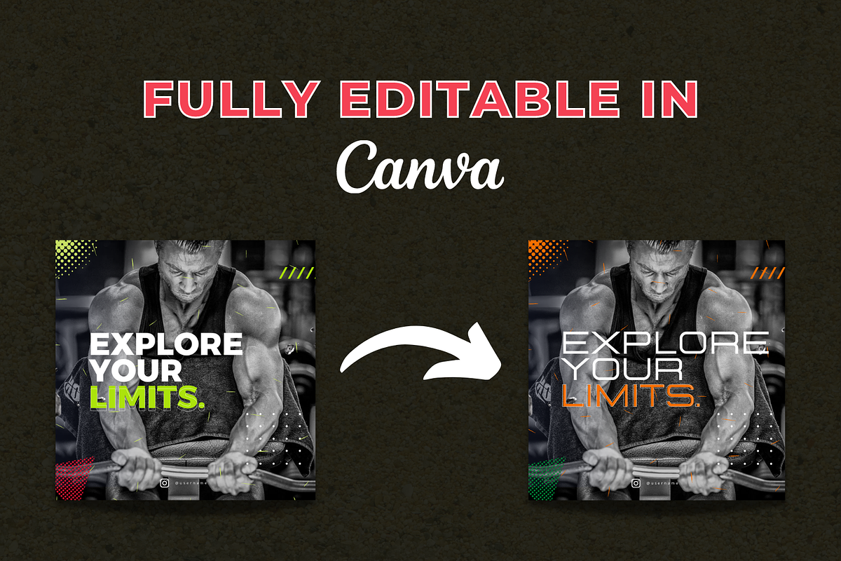 Premium Gym Quotes Canva Templates preview 3