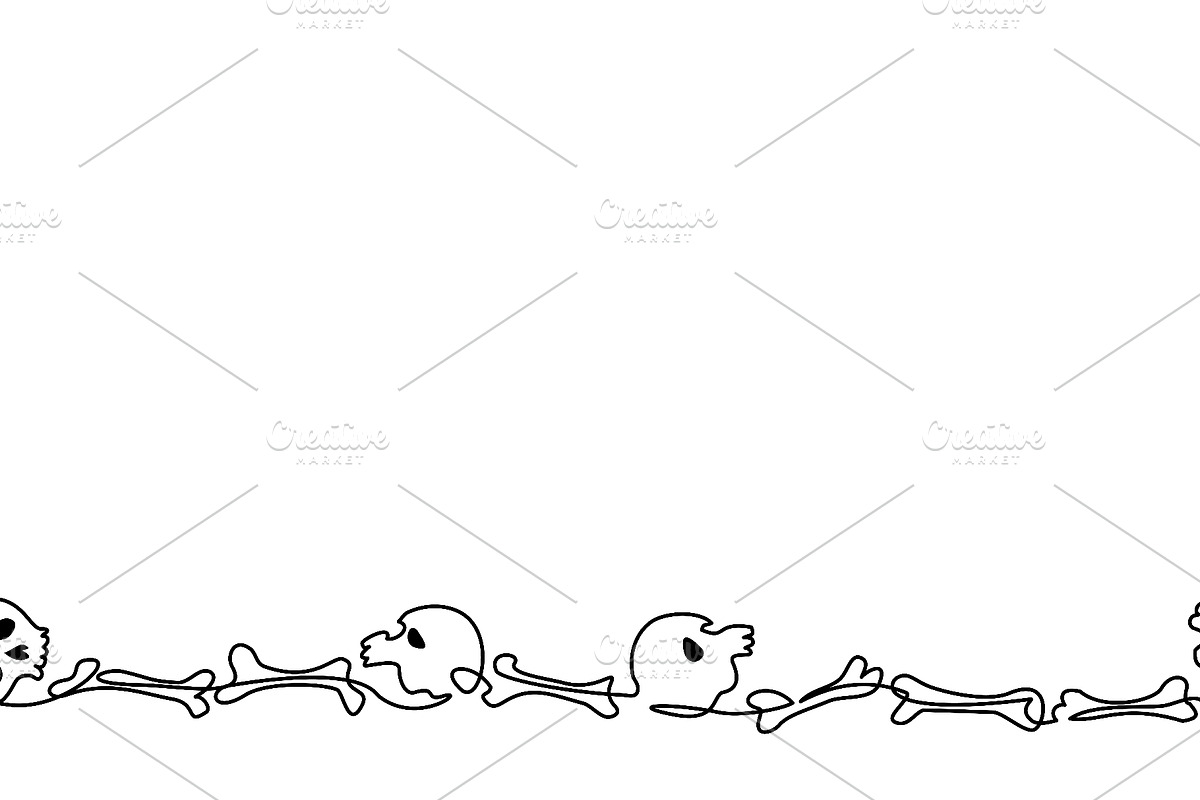 Halloween Skeleton Border with Scary, a Seasonal Illustration by Valenty (Photo 2 of 3)