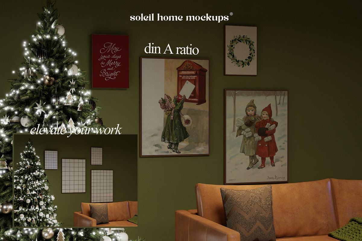 DREAMY | Christmas Frame Mockup Set, a Household Mockup by SoleilHomeMockups (Photo 3 of 11)
