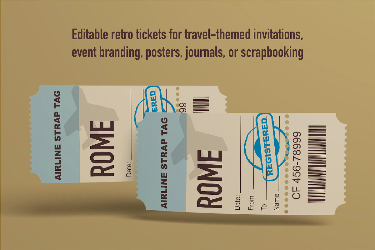 Vintage Travel Ticket & Stamp Pack, an Object Graphic by Lettering_Logo (Photo 4 of 7)