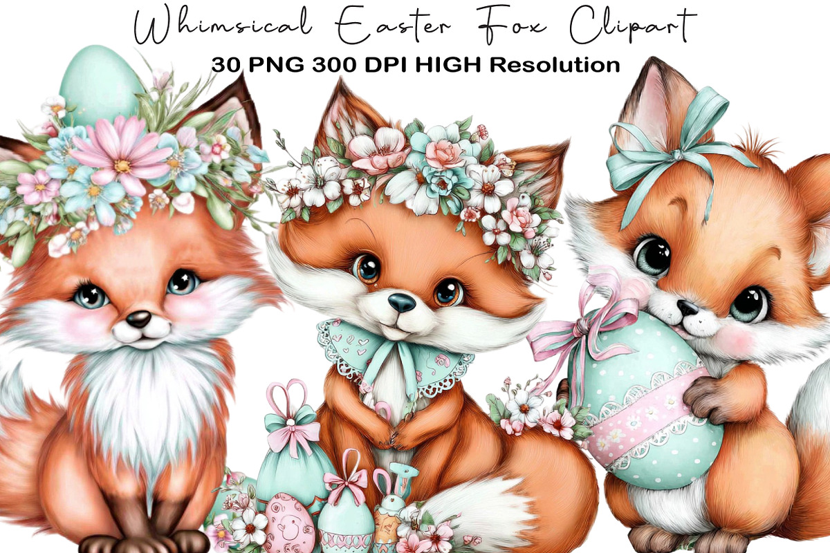 Whimsical Easter Fox Clipart, an Illustration by Black Bird Studio (Photo 1 of 5)