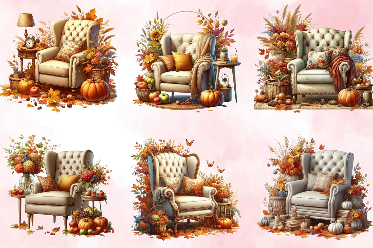 Autumn Armchair Sublimation Clipart, an Illustration by SVGArt (Photo 2 of 4)