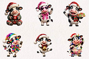 Whimsical Funny Christmas Cow, a Seasonal Illustration by CreationArt (Thumbnail 2 of 6)
