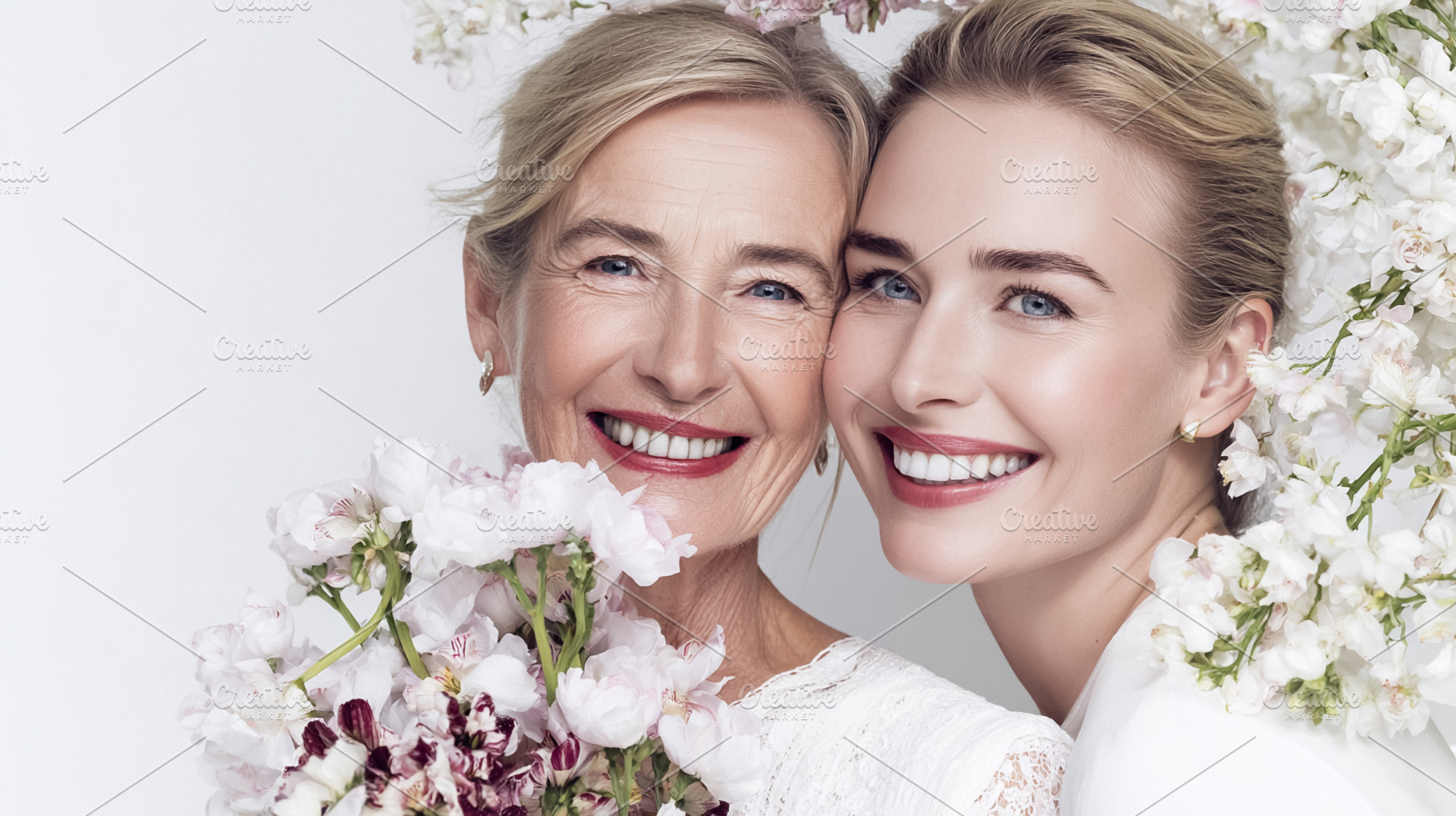 Mother and adult daughter smiling together, celebrating generati, a Photo by Studio ANNA