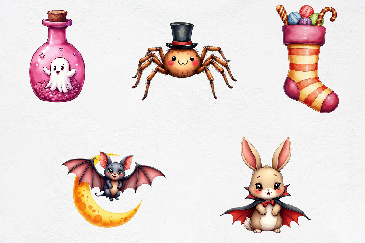 Kawaii Halloween Clipart Bundle, an Illustration by CrexoraLab (Photo 2 of 5)