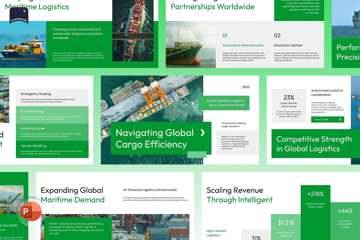Ship Cargo Pitch Deck, a Presentation Template by Claymoon Lab (Photo 2 of 7)