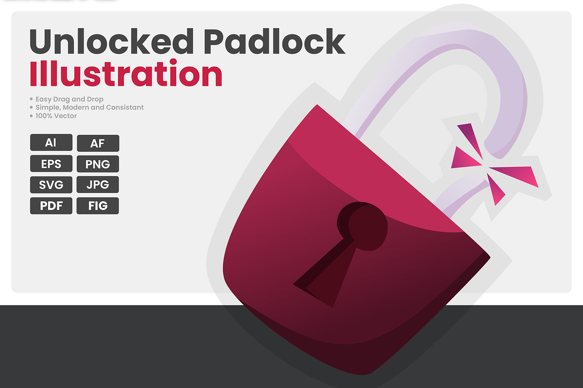 Unlocked Padlock Illustration, a Technology Illustration by erifqizeicon (Photo 1 of 3)