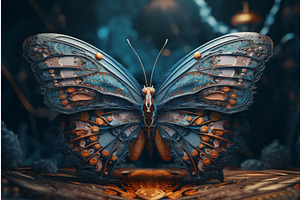 Orange Blue Butterfly. Generate Ai