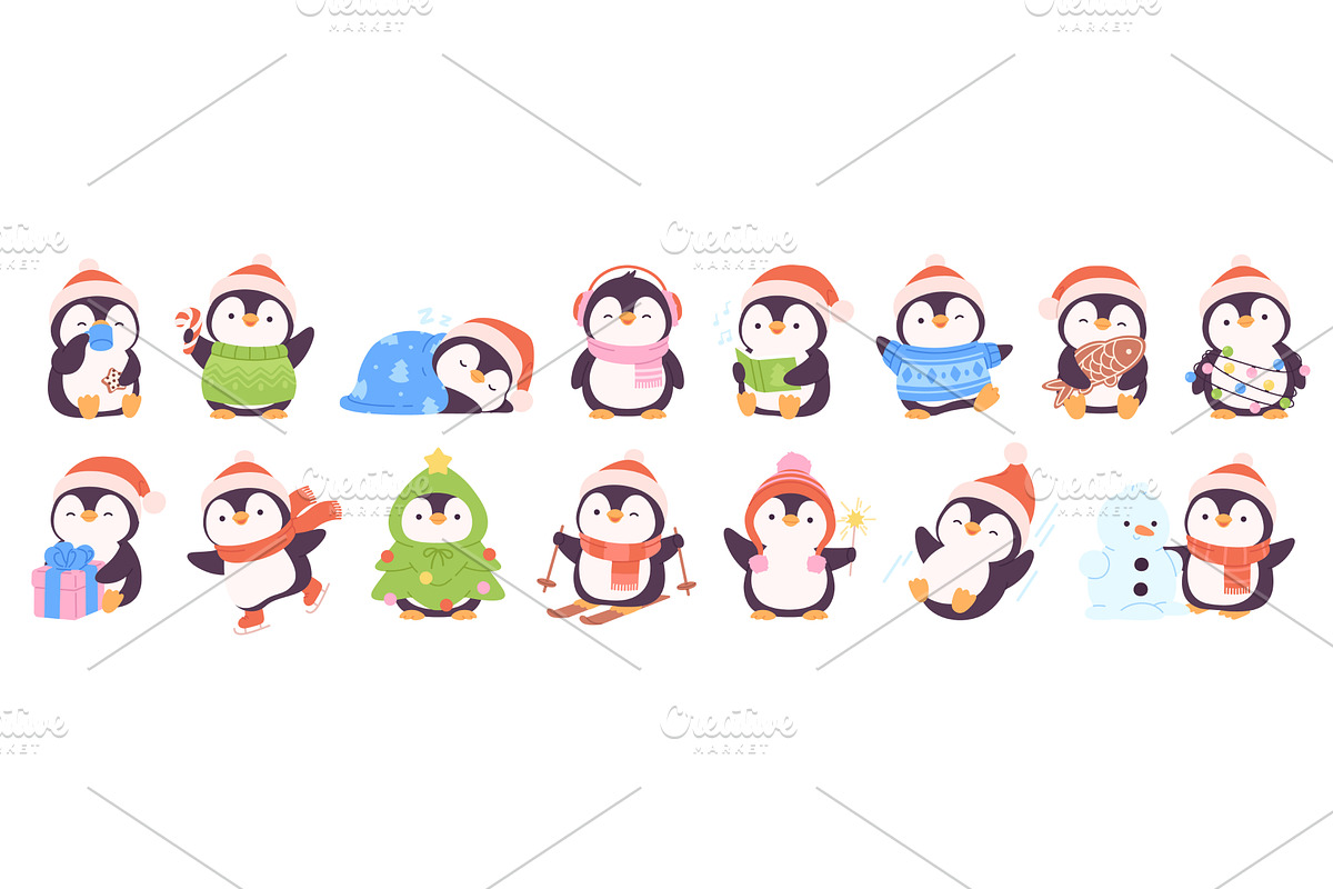 Christmas holiday penguins. Penguin, an Object Illustration by LadadikArt