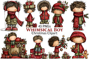 Whimsical Christmas Boy Clipart, an Illustration by Pixels.Craft (Thumbnail 1 of 6)