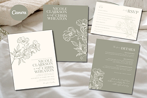 Green Wedding Invitation Template