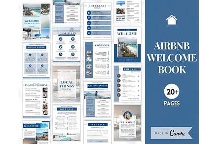 Airbnb Welcome Book Template - Navy, a Poster Template by Templatables