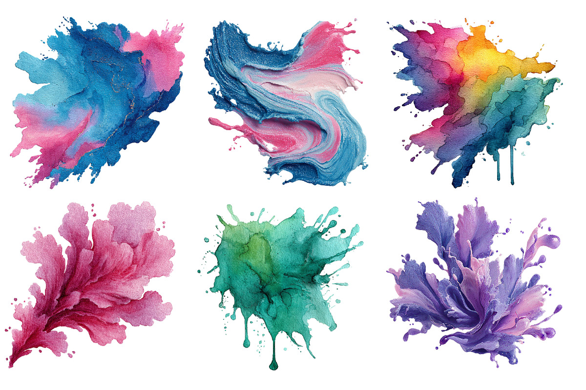 pastel watercolor splash clipart, an Illustration by Designworld (Photo 5 of 5)