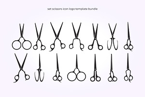 set bundle scissors logo design, a Branding & Logo Template by Pyruos ID