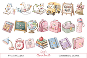 Back to School Goose Clipart, a Decorative Illustration by MockupWizard (Thumbnail 3 of 6)