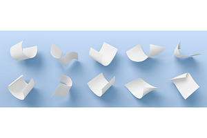 3d Set Of White Paper Sheet Or Bill