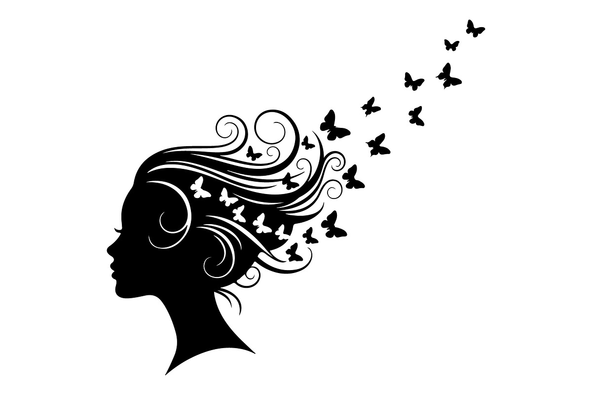 Woman Butterfly Hair Silhouette, an Object Illustration by yasushie (Photo 23 of 31)