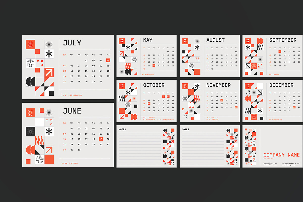 Minimalist Grid Calendar, a Stationery Template by Neermana (Photo 4 of 4)