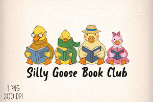 Silly Goose Book Club Reading PNG, an Illustration by Daily.Designs