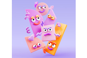 Geometric 3D shapes characters, a Characters & Person 3D Model by Marozhkastudio