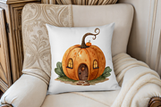 Watercolor Fall Cottage Clipart, a Decorative Illustration by MockupWizard (Thumbnail 5 of 5)