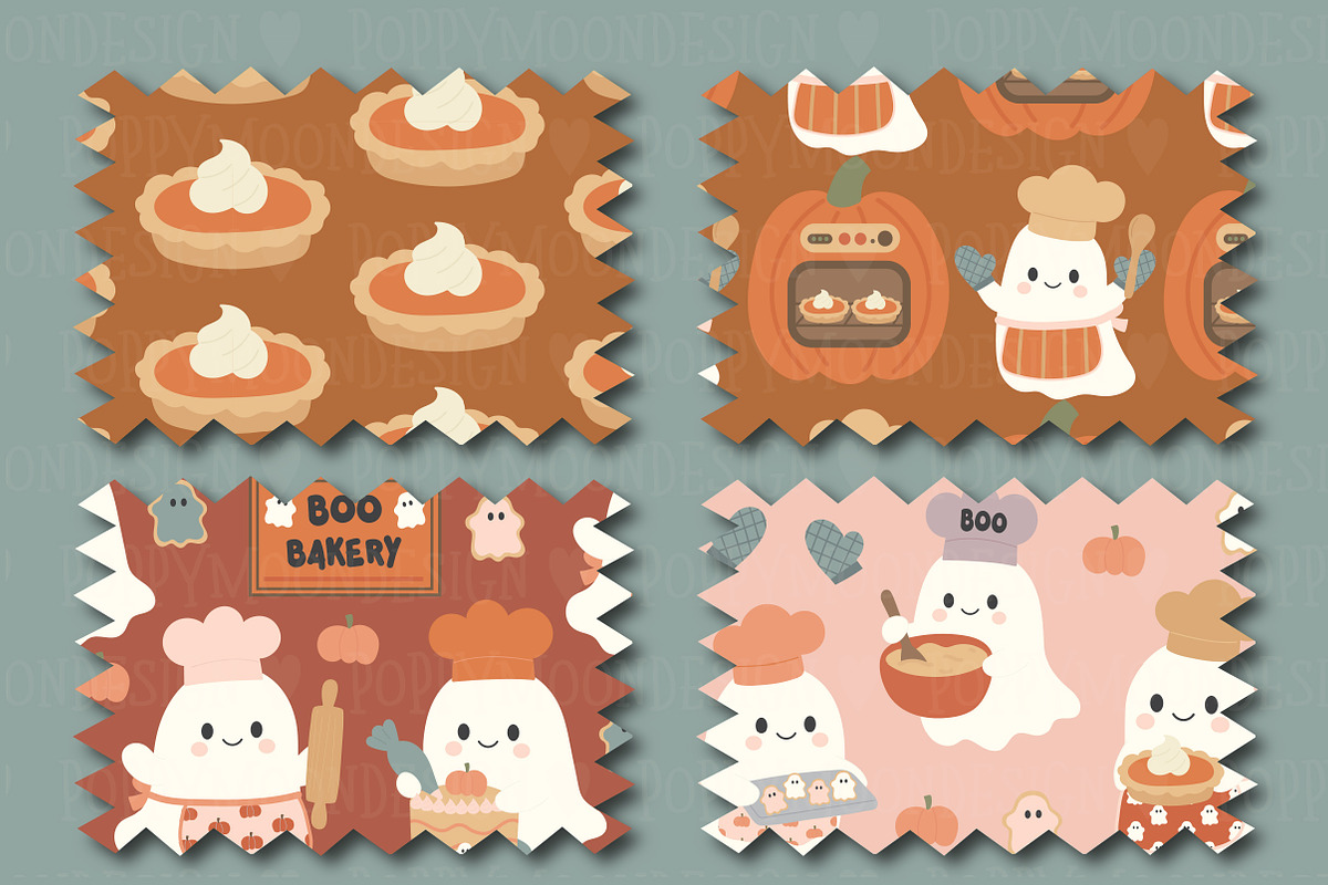 Boo Bakery clipart & pattern set, an Illustration by Poppymoondesign (Photo 3 of 5)