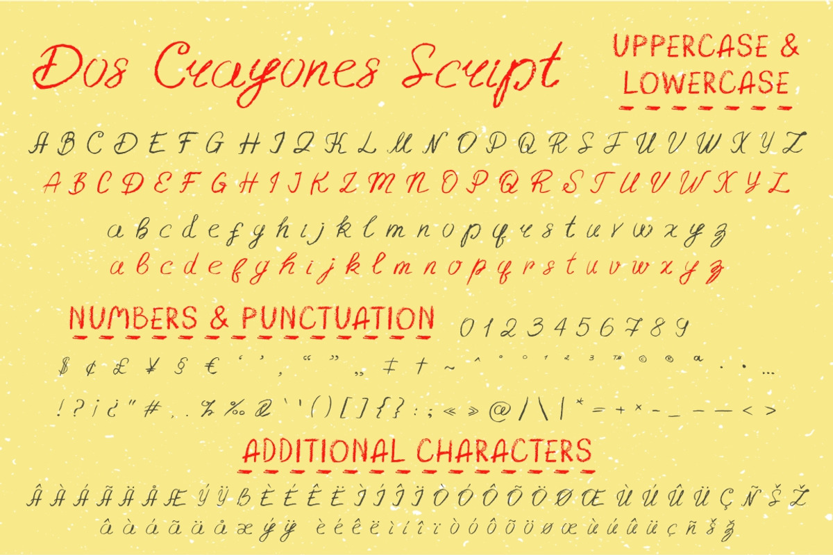 Dos Crayones 2 textured fonts, a Handwritten Font by Fat Hamster (Photo 9 of 18)