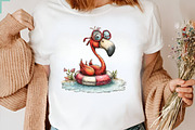 Whimsical Summer Flamingo Clipart, an Illustration by CreationArt (Thumbnail 4 of 7)