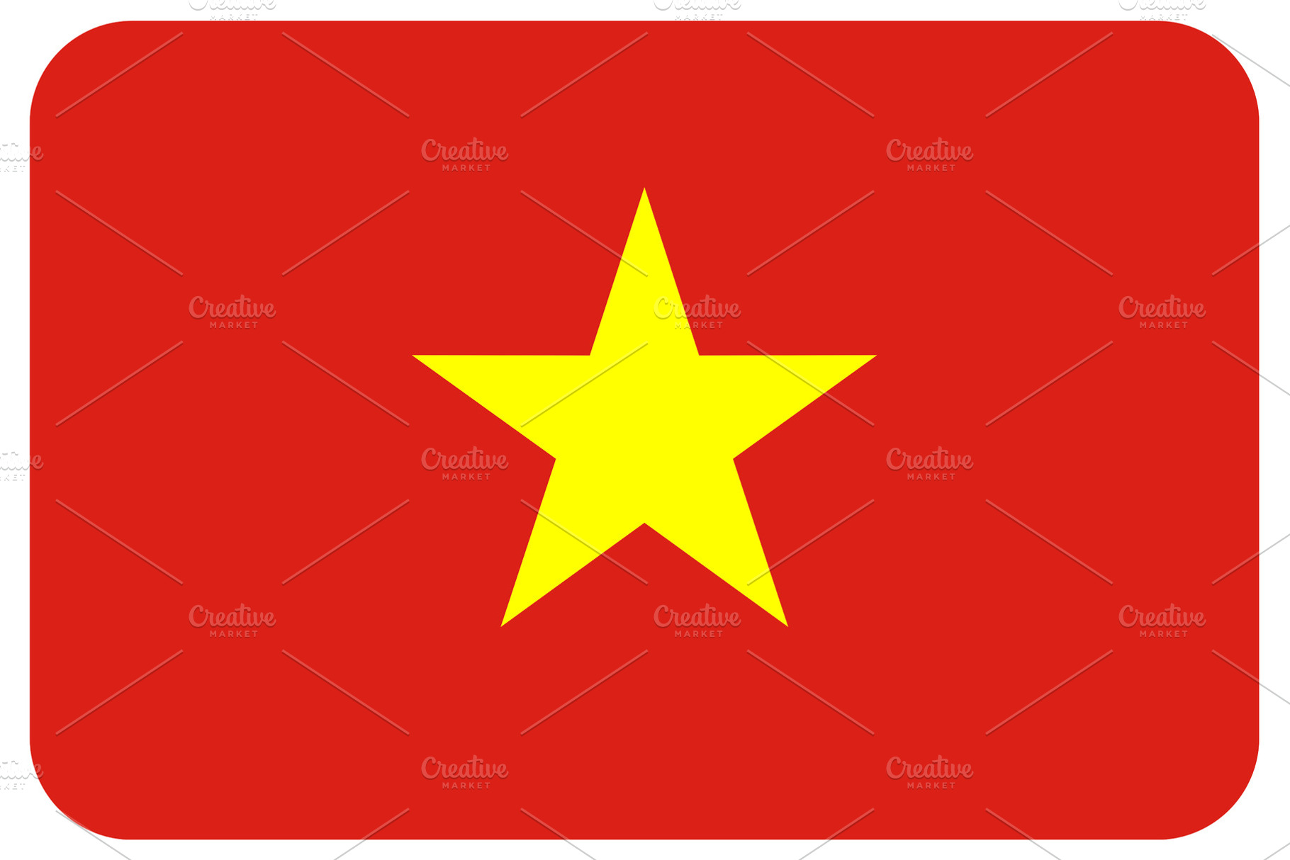 Vietnamese Flag of Vietnam round corners, a Photo by WorldOfPhotos