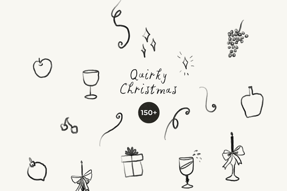 Quirky Christmas Line Drawings, an Object Graphic by Lana Elanor (Photo 6 of 12)