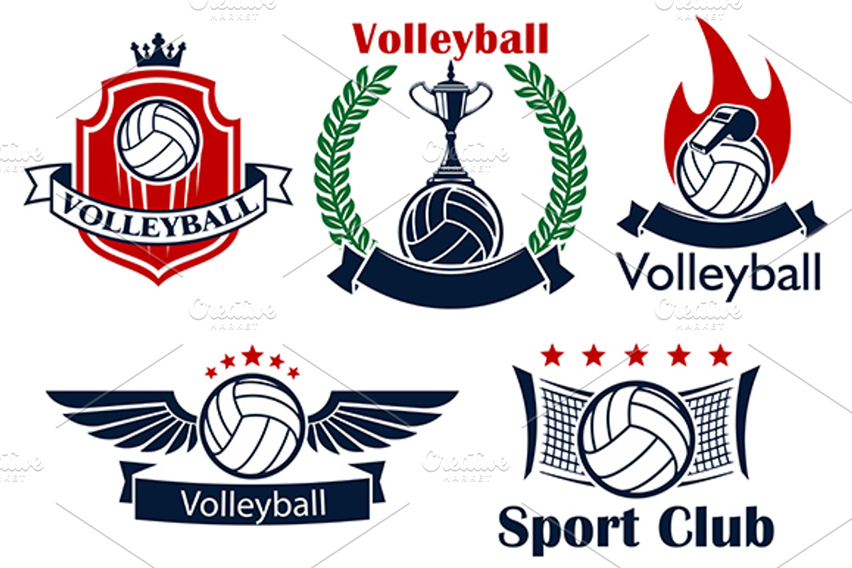 Volleyball sport icons and symbols, a Background Graphic by Vector Tradition
