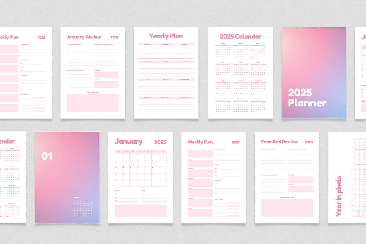 2025 Digital Planner Printable A4, a Print Template by The Chaos Project (Photo 2 of 8)