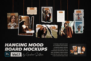 Hanging Mood Board Mockup Vol.1