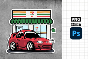 Illustration Cute Car For Stickers