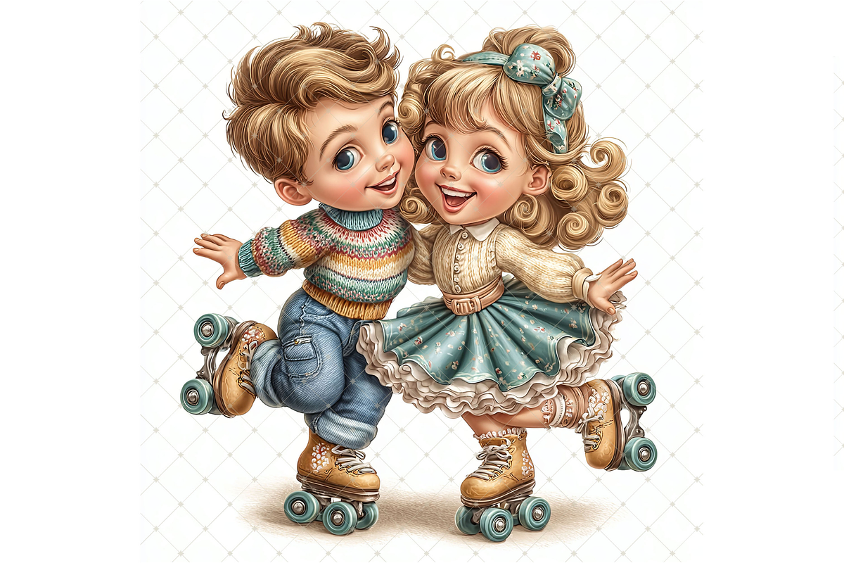 Roller Skating Couple Clipart JPG, a Person Illustration by Memories By Lea (Photo 10 of 18)