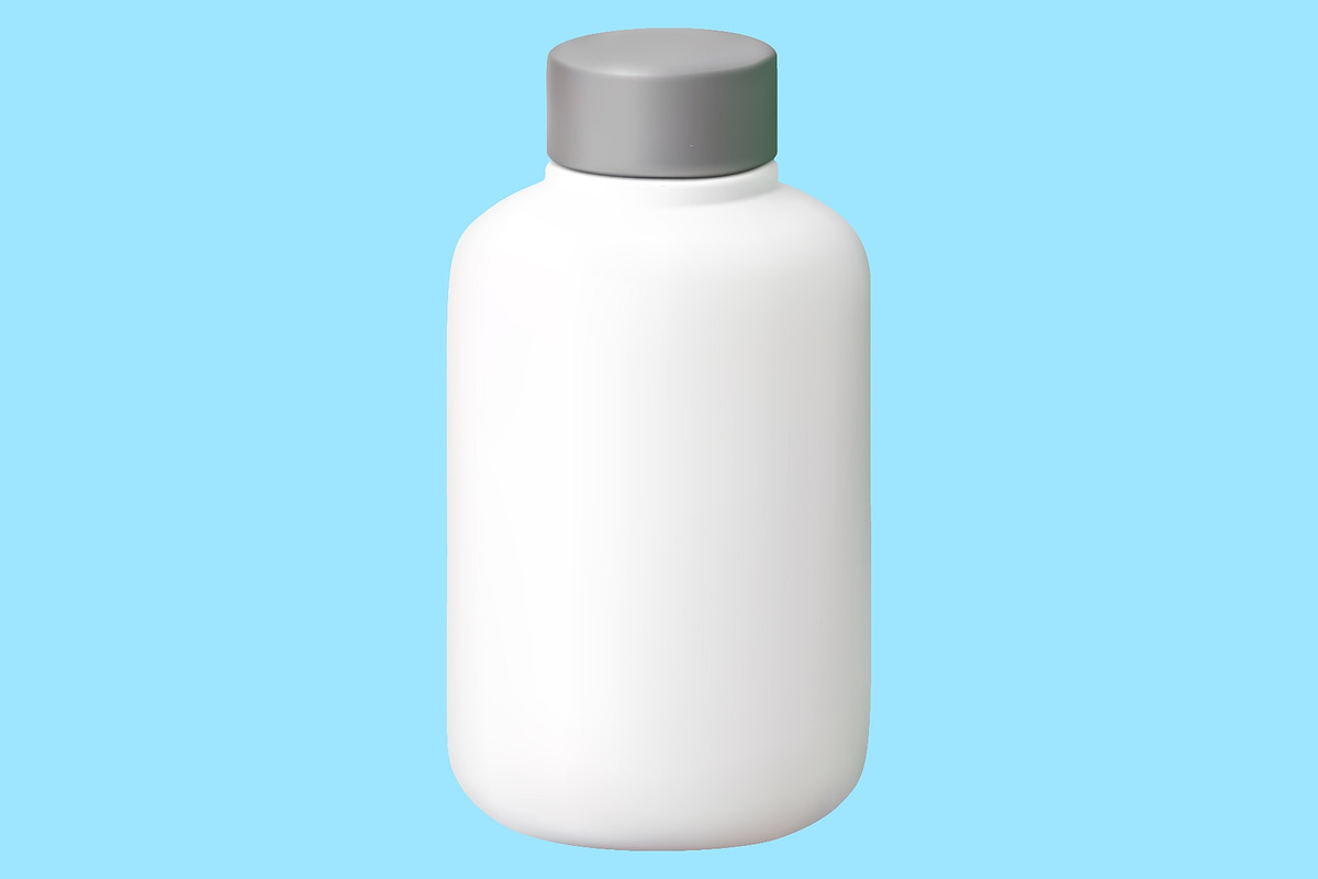 3D White Supplement Bottle on Blue, an Object Illustration by Abscent (Photo 2 of 3)