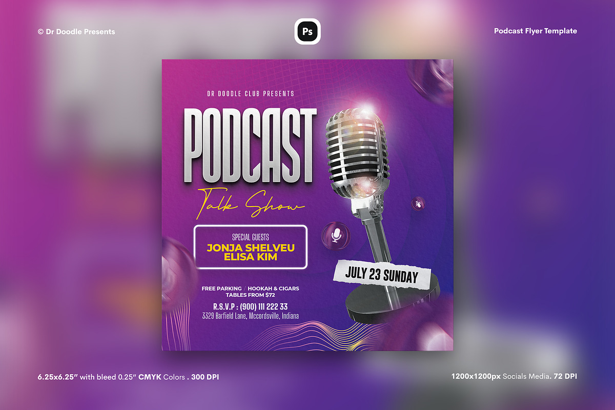 Podcast Flyer & Social Media, a Flyer Template by iDoodle Studio