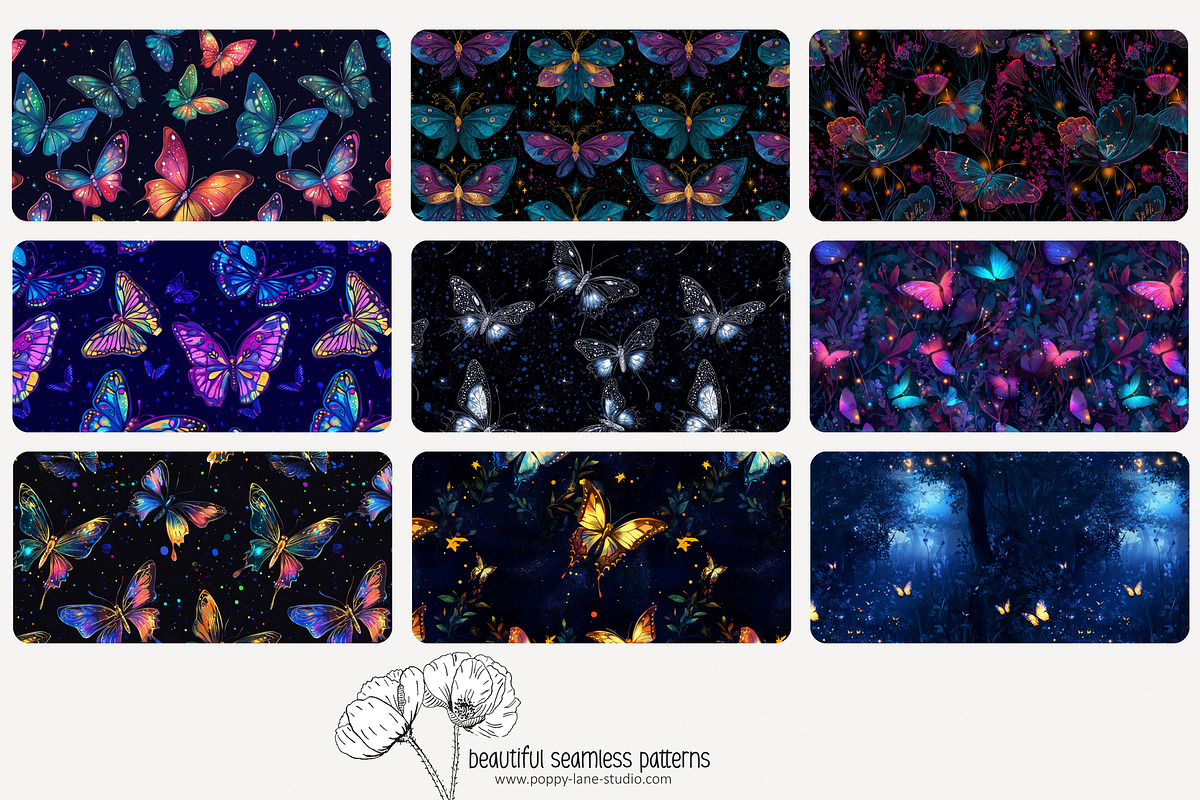 80 magic butterfly seamless pattern, a Pattern Graphic by Poppy Lane Studio (Photo 7 of 11)