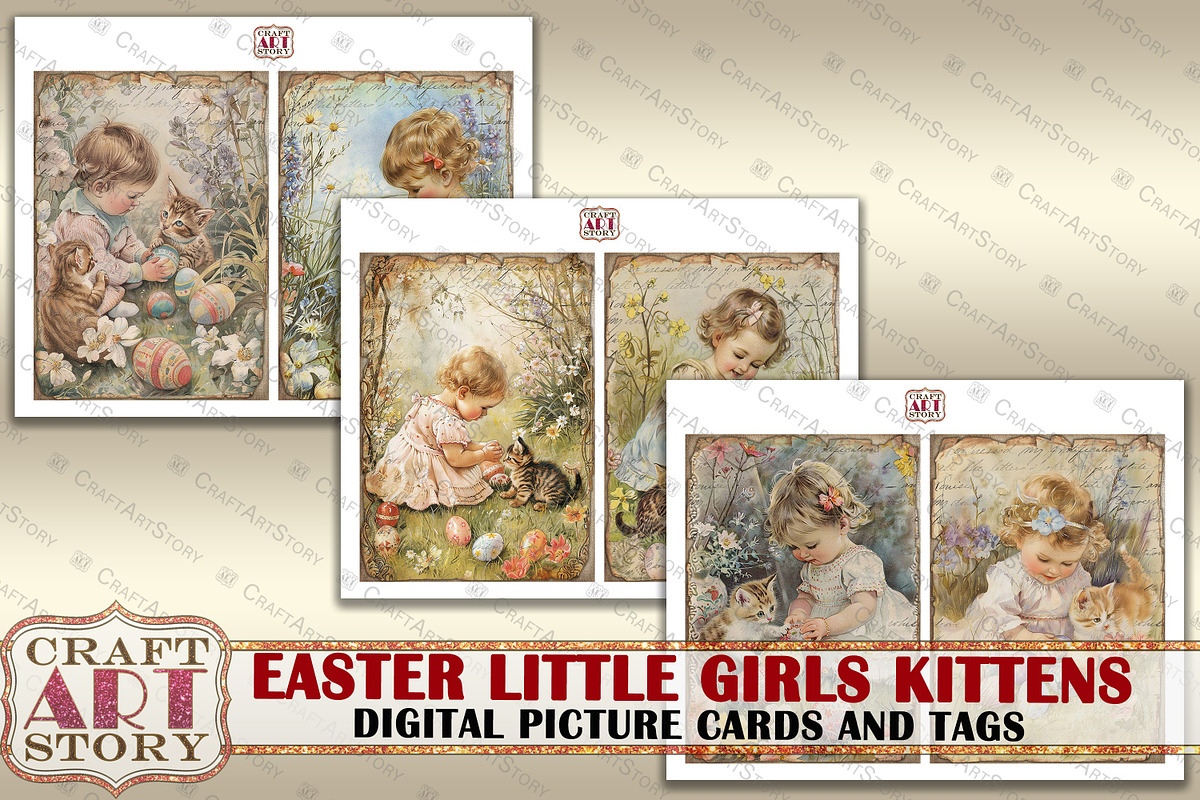 Easter little girls Kittens Collage, a Person Illustration by CraftArtStory (Photo 2 of 4)