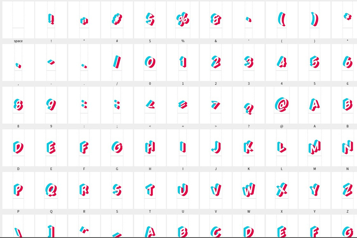 Anaglyph Isometric SVG Color Font preview 2