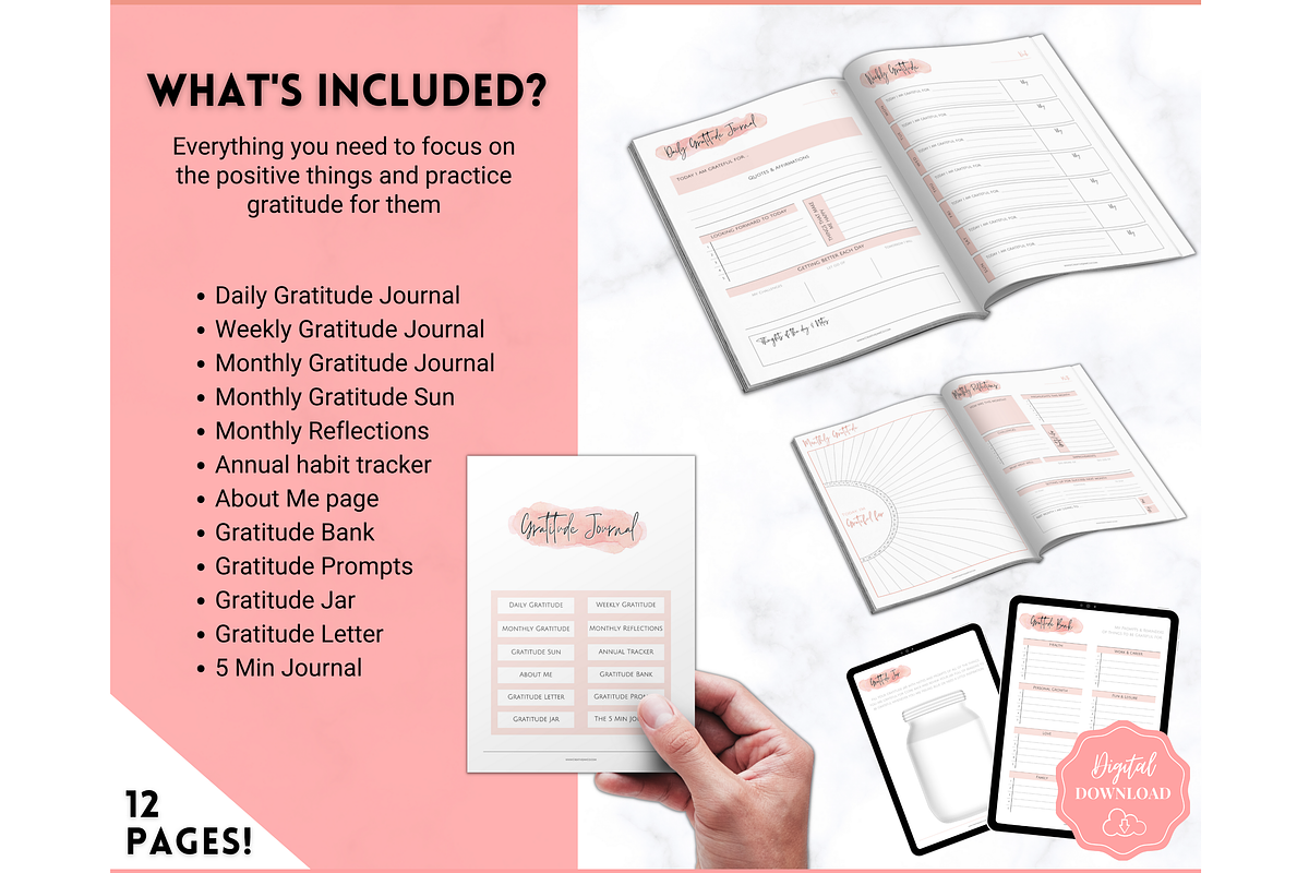 Printable Gratitude Journal BUNDLE, a Templates & Theme by Templatables (Photo 3 of 10)
