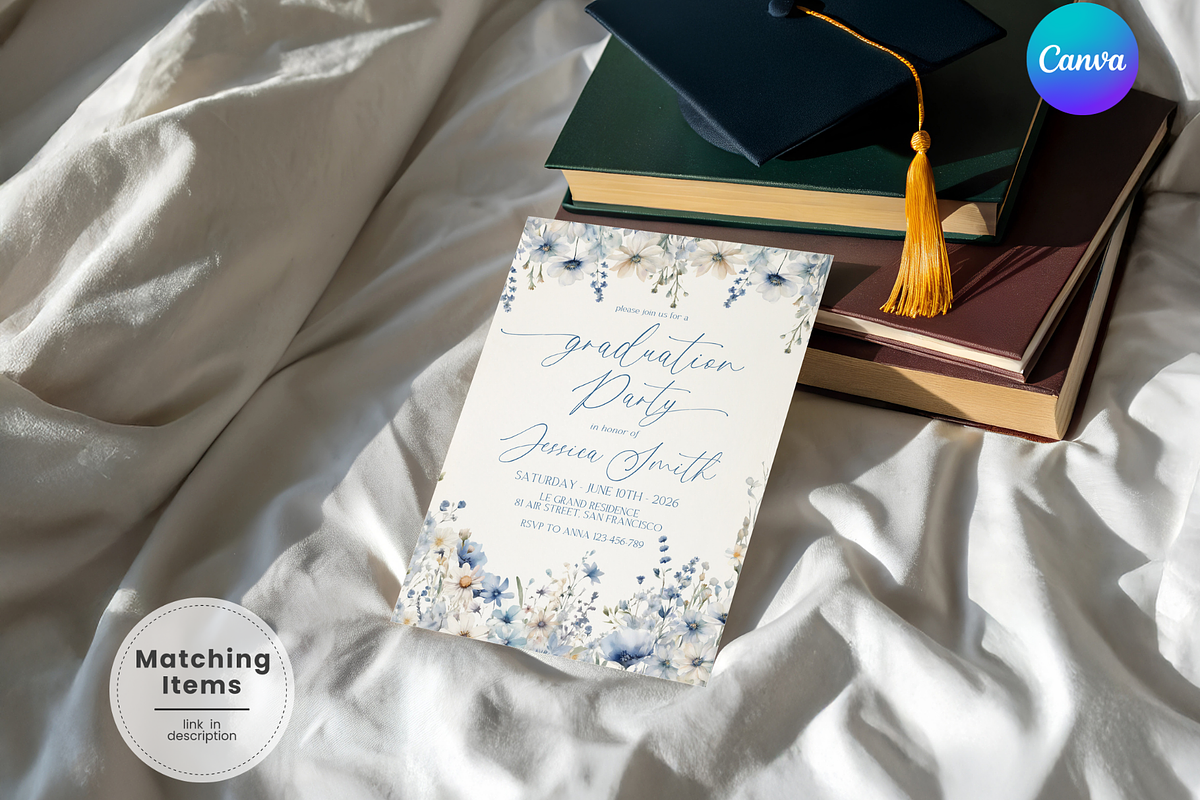 Watercolor Wildflower Grad Invite, an Invitation Template by Digital_Mind (Photo 1 of 3)