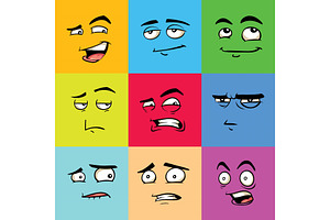 Funny Avatars, Emoji Flat Vector