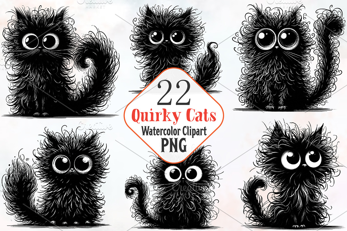 Quirky Black Cats Clipart, an Illustration by RobertsArt (Photo 1 of 7)