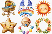 Watercolor Boho Baby Clipart Bundle, an Illustration by Canvas Craft (Thumbnail 3 of 7)